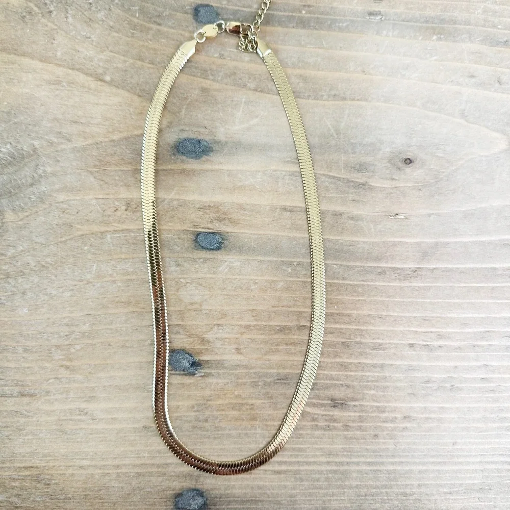 Jennifer Zeuner Hamilton Herringbone 14K Yellow Gold IP Plating Necklace 16